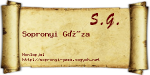Sopronyi Géza névjegykártya